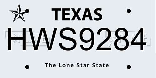 HWS9284 Texas License Plate