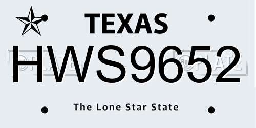 HWS9652 Texas License Plate