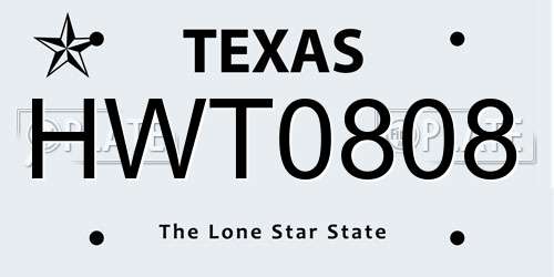 HWT0808 Texas License Plate