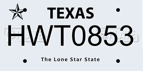 HWT0853 Texas License Plate