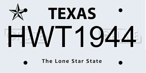 HWT1944 Texas License Plate