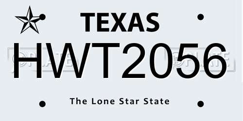 HWT2056 Texas License Plate