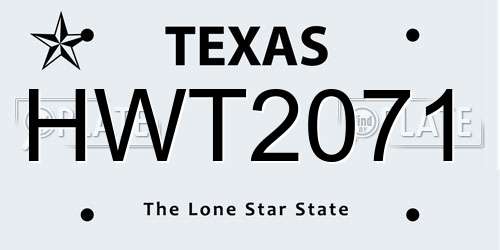 HWT2071 Texas License Plate