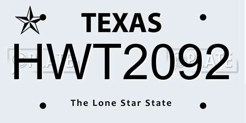 HWT2092 Texas License Plate