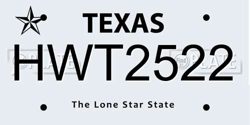 HWT2522 Texas License Plate