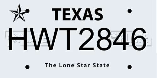 HWT2846 Texas License Plate