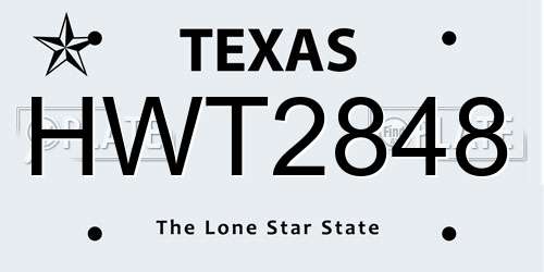 HWT2848 Texas License Plate