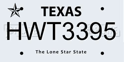 HWT3395 Texas License Plate