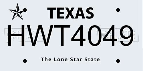 HWT4049 Texas License Plate