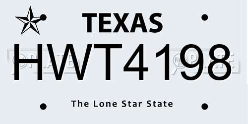 HWT4198 Texas License Plate