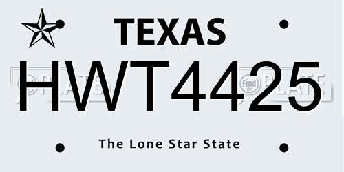 HWT4425 Texas License Plate