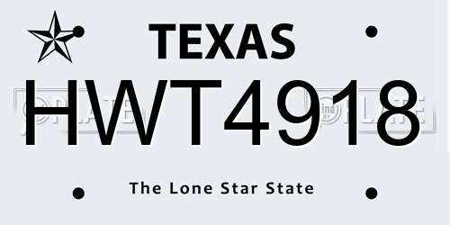 HWT4918 Texas License Plate
