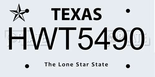 HWT5490 Texas License Plate
