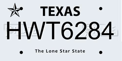 HWT6284 Texas License Plate