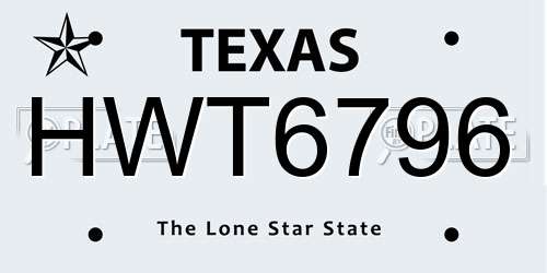 HWT6796 Texas License Plate