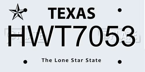 HWT7053 Texas License Plate