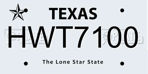 HWT7100 Texas License Plate