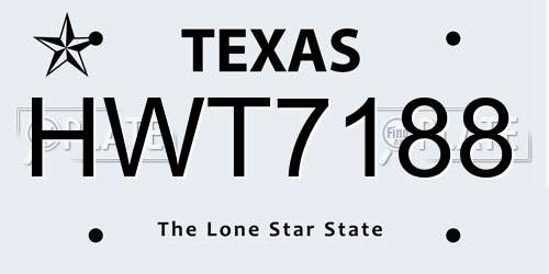 HWT7188 Texas License Plate