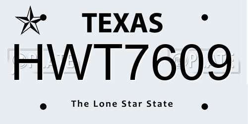 HWT7609 Texas License Plate