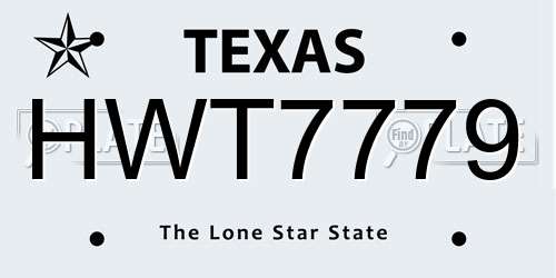 HWT7779 Texas License Plate