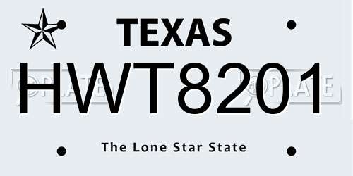 HWT8201 Texas License Plate