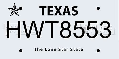HWT8553 Texas License Plate