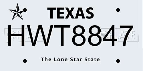 HWT8847 Texas License Plate