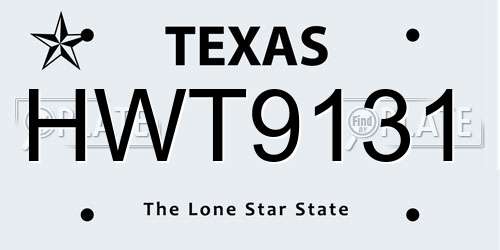 HWT9131 Texas License Plate