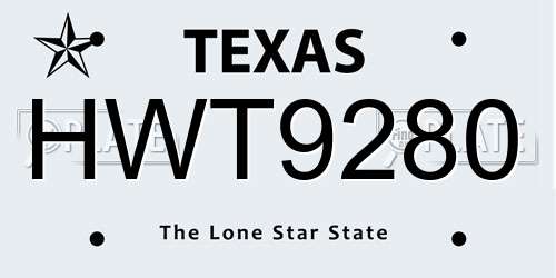 HWT9280 Texas License Plate