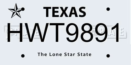 HWT9891 Texas License Plate
