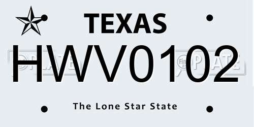 HWV0102 Texas License Plate