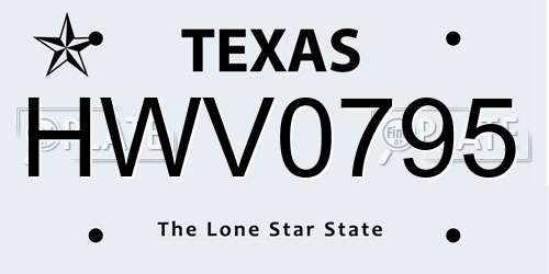 HWV0795 Texas License Plate