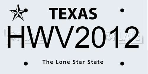 HWV2012 Texas License Plate