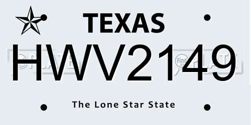 HWV2149 Texas License Plate