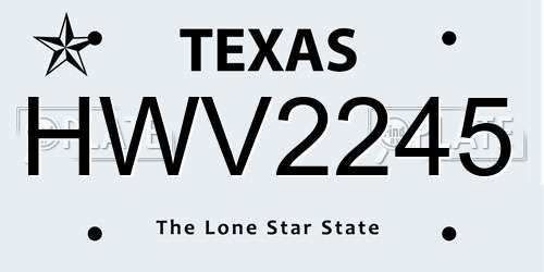 HWV2245 Texas License Plate