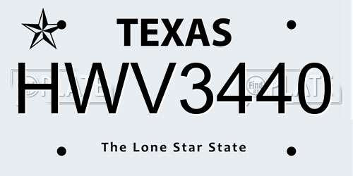 HWV3440 Texas License Plate