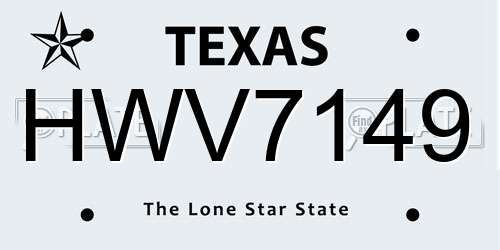 HWV7149 Texas License Plate