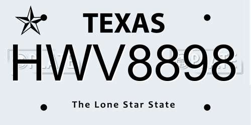 HWV8898 Texas License Plate