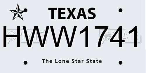 HWW1741 Texas License Plate
