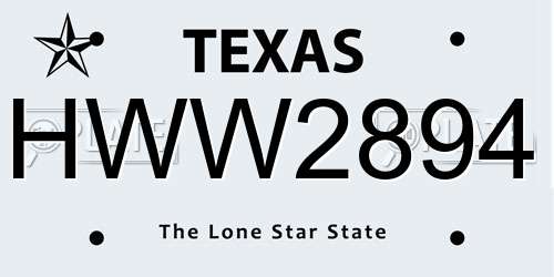 HWW2894 Texas License Plate