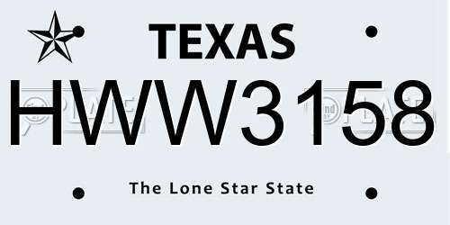 HWW3158 Texas License Plate