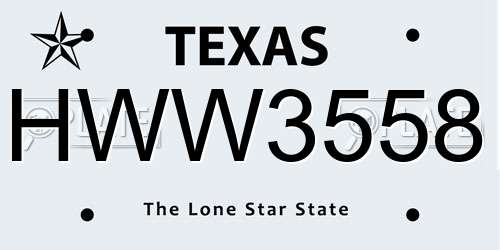 HWW3558 Texas License Plate