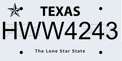 HWW4243 Texas License Plate
