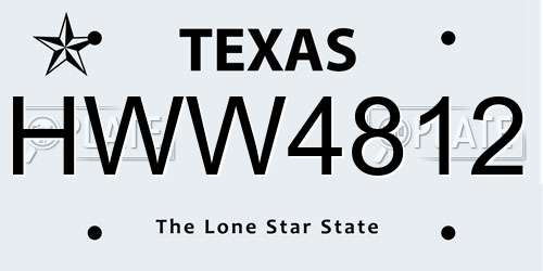 HWW4812 Texas License Plate
