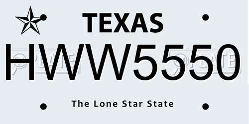HWW5550 Texas License Plate