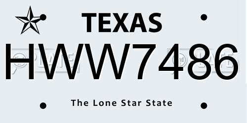 HWW7486 Texas License Plate