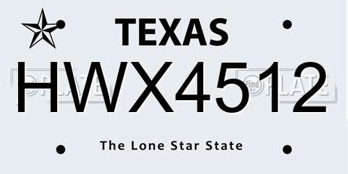 HWX4512 Texas License Plate