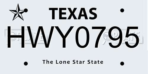HWY0795 Texas License Plate