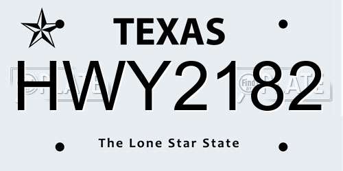 HWY2182 Texas License Plate