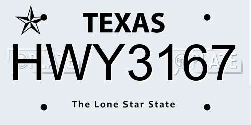 HWY3167 Texas License Plate